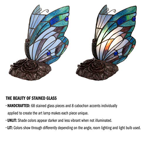 Lavish Home 72-TIFF-2 Tiffany Style Butterfly Lamp - Stained Glass Table Or Desk Light Led Bulb Included thumb #1