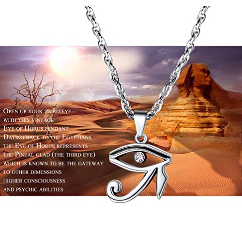PROSTEEL Egyptian Jewelry Eye Protection Necklace for Men, Stainless Steel Ankh Cross Necklace, Ancient Symbol of Amulet, Come with Box2