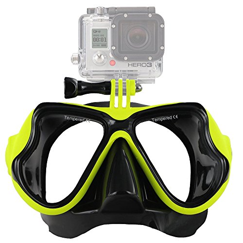 IXROAD Máscara de buceo y snorkel con sistema de montaje para cámara de acción (amarillo)