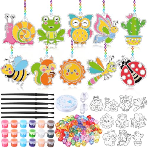 WinnerWhy 30 Sets Spring Suncatchers Window Art Kits, Vibrant DIY Sun Catchers Bulk Crafts Paint...