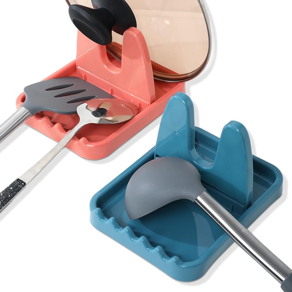2 Pack Spoon Rest for Stove Top, Spoon Rest with Lid