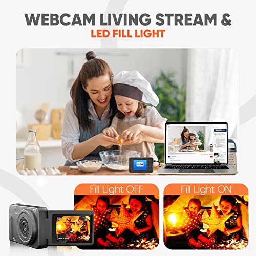 ESOXOFFORE-Digital-Camera-for-Teens27K-40MP-Autofocus-Vlogging-Camera-with-180-Degree-Flip-Screen16X-Digital-Zoom-Compact-Portable-Video-Camera-for-8-15-Year-Old-Kids-Student-Boys-Girls-Black