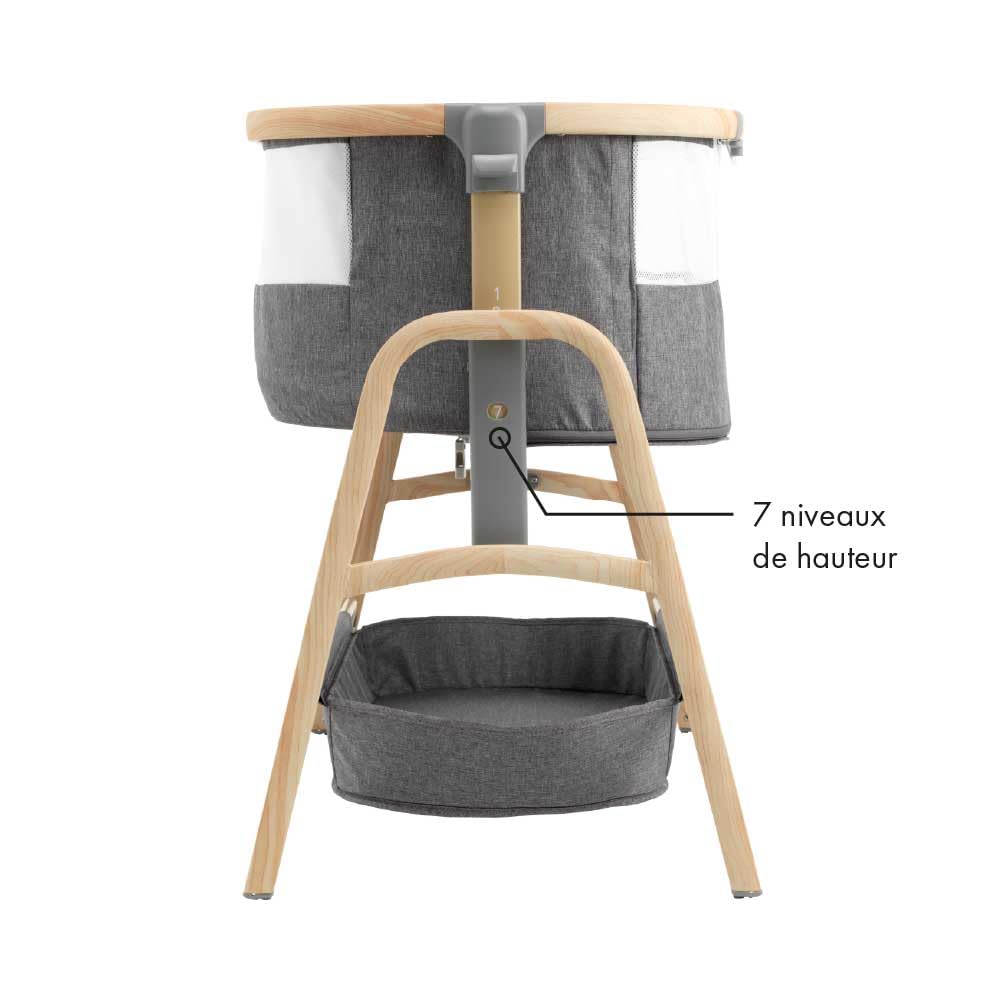 Lit bébé cododo Wesleep William Kent avec matelas 2,5cm, hauteur réglable 7 niveaux, fenêtre filet et sangles, panier rangement