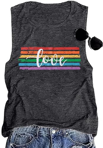 ZXUBP Pride Tank Top for Women Rainbow Love Graphic Shirts LGBT Equality Sleeveless Graphic Tee Shirt