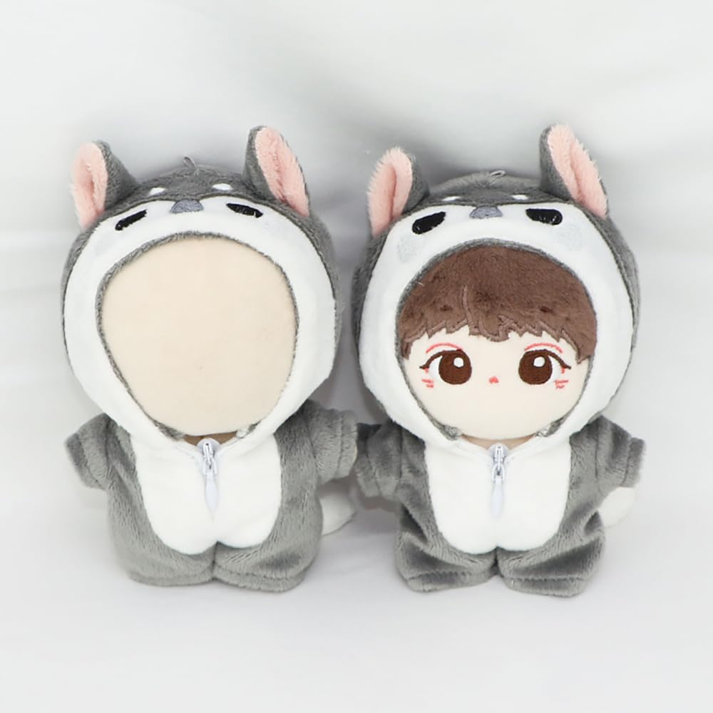 niannyyhouse Tutina in peluche da 10 cm, a forma di dinosauro, squalo, tutina morbida, accessori per vestire (grigio-2)