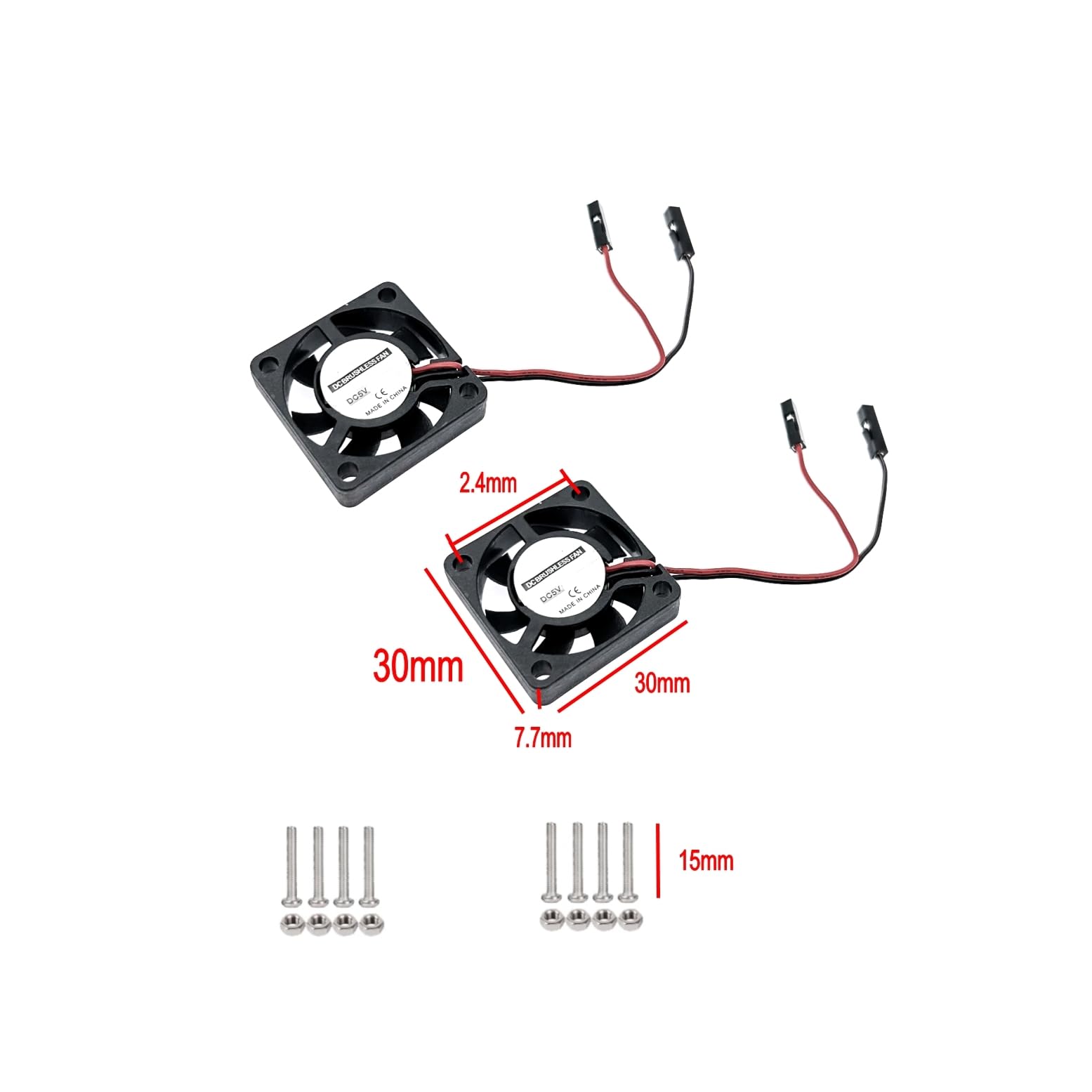 JZK 2PCS 30x30mm 2pin DC 5V mini ventola di raffreddamento silenziosa con fili 3007 piccola ventola di raffreddamento silenziosa 30mm 3cm ventola DC brushless in miniatura 5V