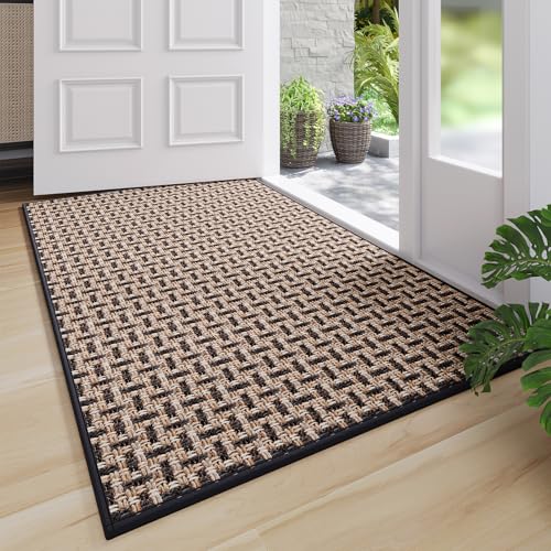 Image of Indoor Door Mat Dirt 36x60 Resistant and Absorbent, Non-Slip Rubber Backing Floor Mats, Easy Clean Low-Profile Doormat for Entryway, Front Door, Inside Entrance Black