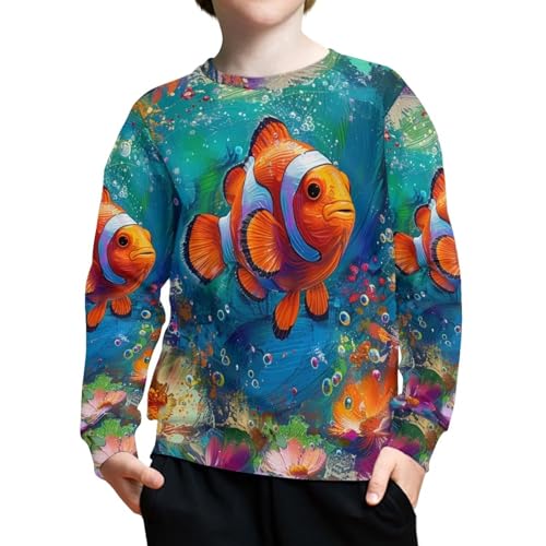 PinUp Angel Kids Long Sleeve Sweatshirt Casual Lightweight Cute Animal Artistic Oil Painting Patterned Pullover Top3