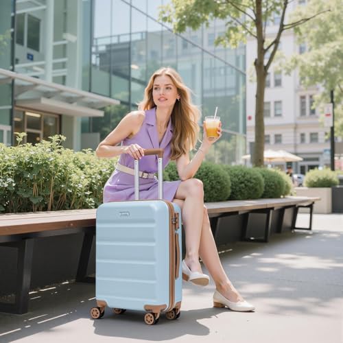 Image of 3 Piece Hardshell Luggage Set(20 inch /DB /TB,Blue)
