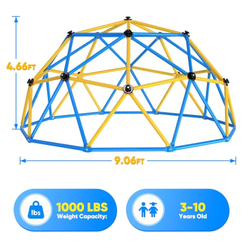 Image of Zupapa Experience Ultimate Fun with the Upgraded Decagonal Geo Dome Climber Playset and Easy Assembly Play Equipment for Kids (Blue, 9FT)