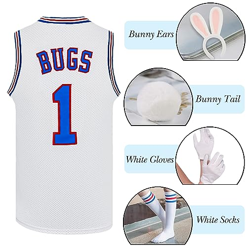 Dorisube Youth Basketball Jersey Bugs #1 Space Movie Jersey 90S Hip Hop Clothing Kids Shirt For Party thumb #1