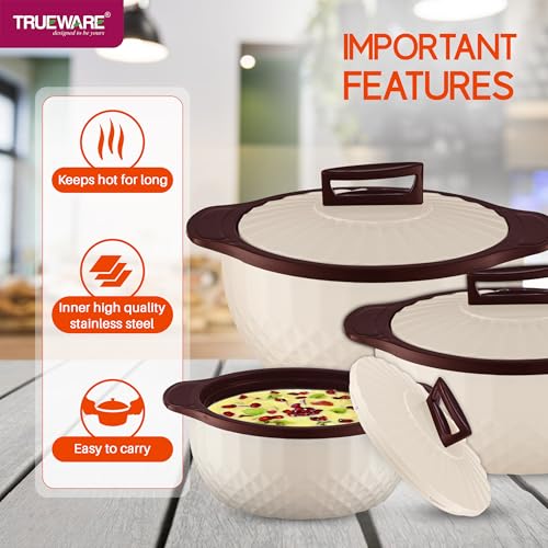Image of Trueware Eternity Inner Steel Insulated 1000, 1500 & 2500 ML Thermoware Casserole | BPA Free | Odour Proof | Food Grade | Easy to Carry | Serving | Curd Maker | Hot Pot