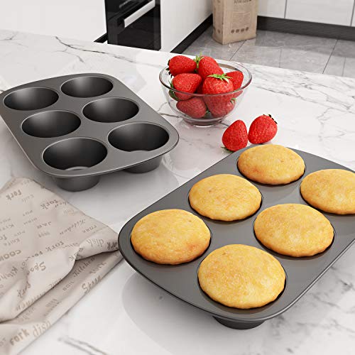 Tiawudi 3 Pack Nonstick Muffin Pan, Carbon Steel Cupcake Pan, Easy To Clean And Perfect For Making Muffins Or Cupcakes, 6 Cup Jumbo #TOP2