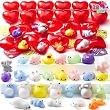 Picture of JOYIN 28 Packs Gift Cards with 28 Mochi Squishy Toys and Filled Hearts for Kids Classroom Exchange, Kawaii Stress Relief Toys School Gifts Exchange School Games Prizes