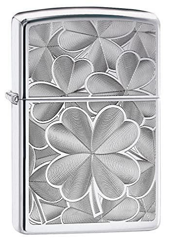 Encendedor Zippo trébol en cromo pulido alto miniatura 1