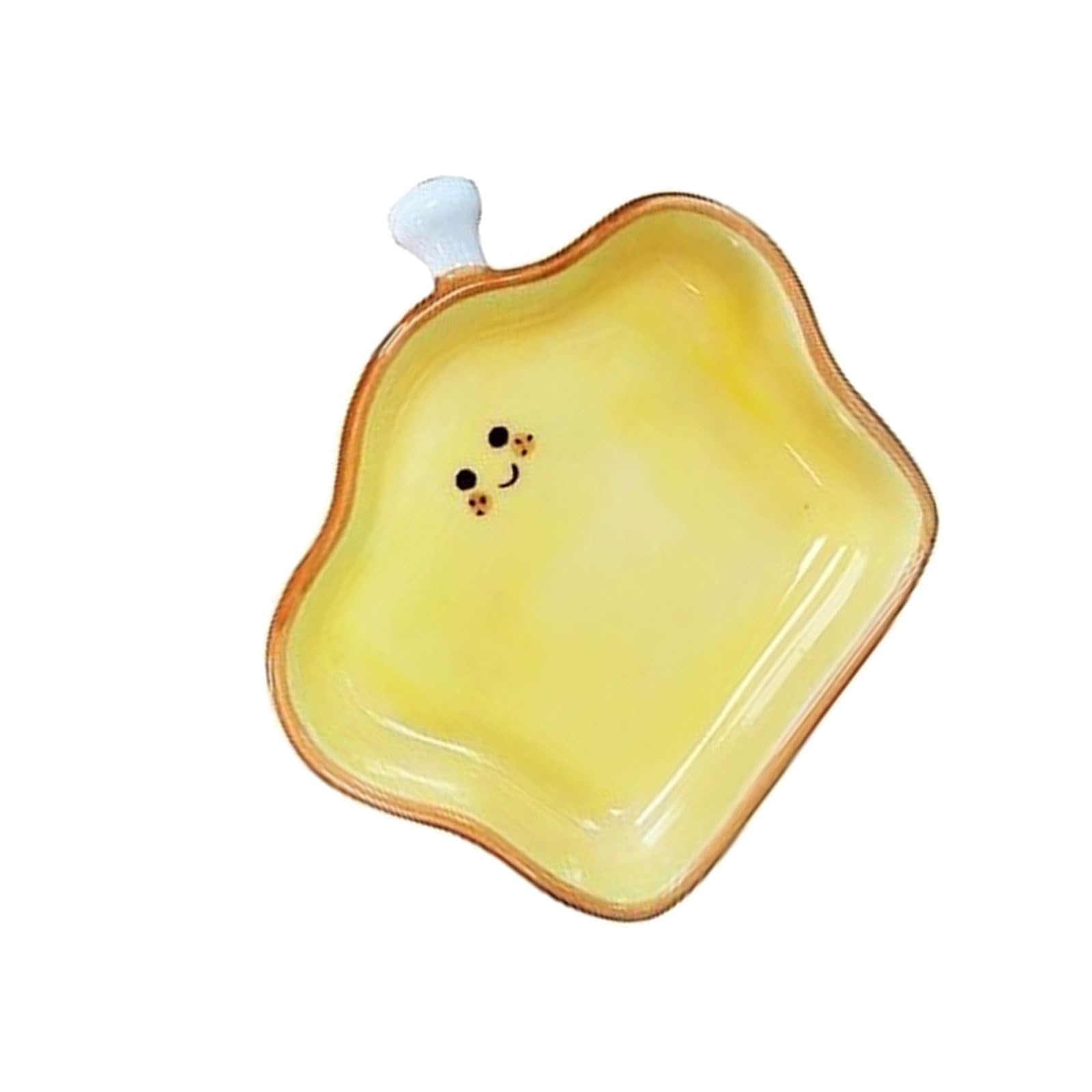 Tsophreniq Ceramic Dipping Plate Cartoon Croissants Bread Shape Seasoning Disc Microwave Safe Snacks for Dessert Condiment Ceramic Croissants Plate