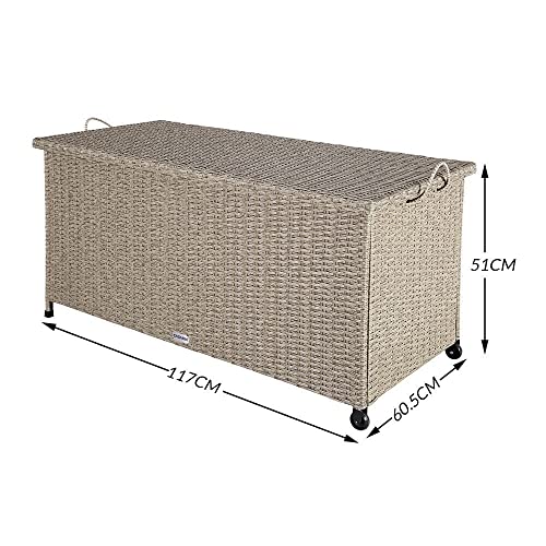 HLJMAQ Gartentruhe Aufbewahrungsbox Auflagenbox Kissenbox Poly Rattan Gartenbox Creme – Bild 5