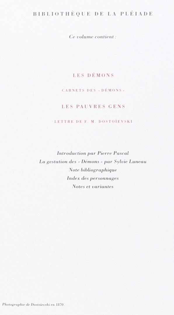 Dostoïevski : Les Démons - Les Pauvres Gens
