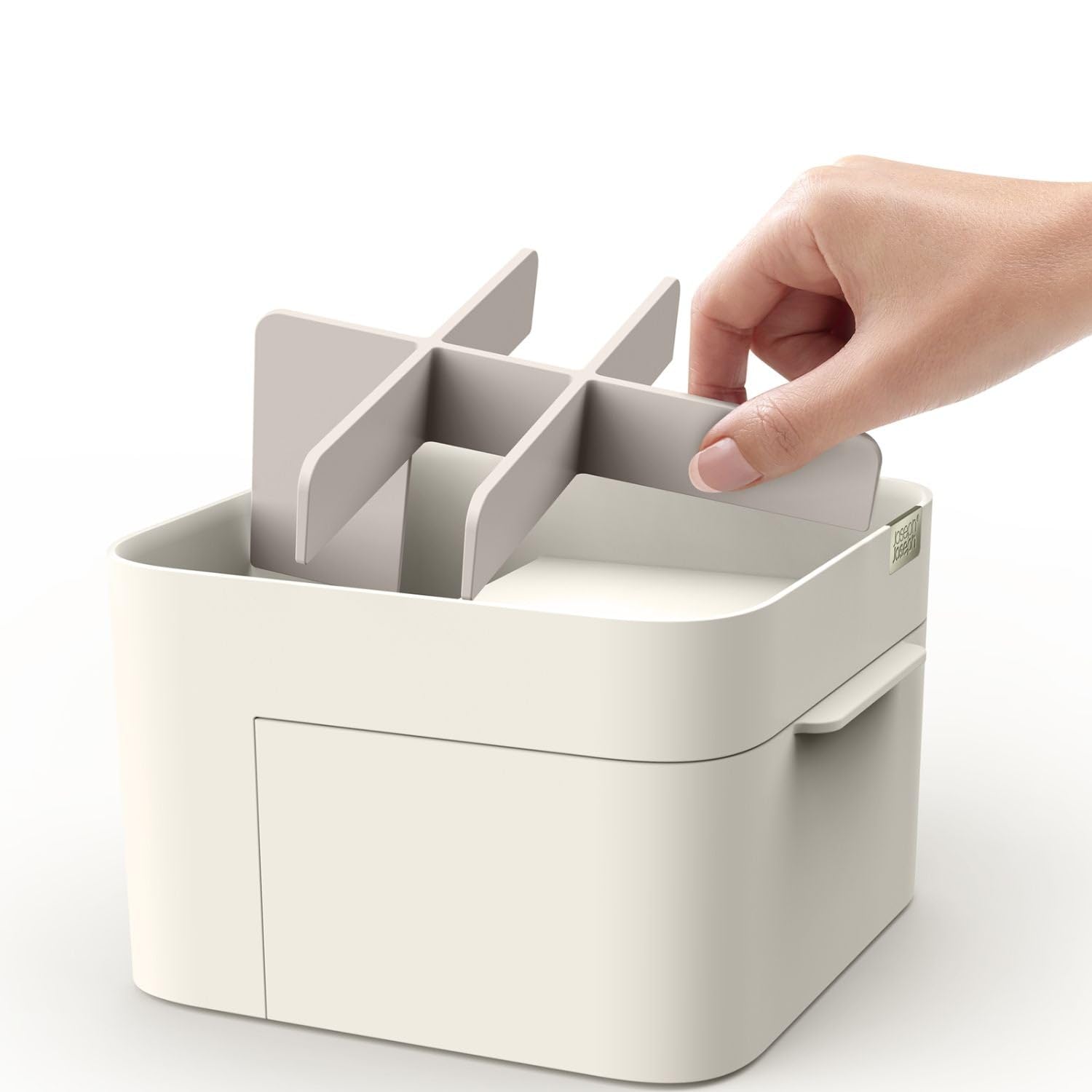 Joseph Joseph Premium Viva Cosmetic Organiser with Drawer, Medium, White | Stylish Vanity Storage, Makeup Storage Box, Ideal for Makeup Brushes and Accessories 1