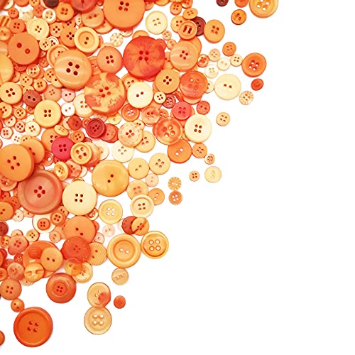 Alfykym 600-700Pcs Orange Buttons For Crafts Bulk Orange Craft Buttons Assorted Size For Sewing Diy Crafts Decoration #TOP1