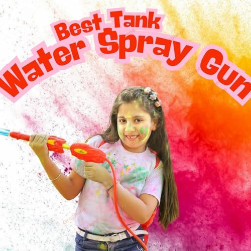 Image of GRAPHENE 3.4L Holi Pichkari Water Gun with 100 Balloons High Pressure Backpack Red Water Tank Pichkari Powerful Water Spray Pistol Gun for Kids Boys & Girls Summer Pool Party Water Pistol
