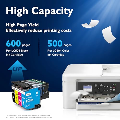 Image of LC504 LC 504 Ink Standard Yield Replacement for Brother LC504 Ink | LC504 Ink Cartridges for Brother Printer MFC-J1355DW MFC-J1365DW MFC-J1367DW (4 Pack, BK /C /M /Y)