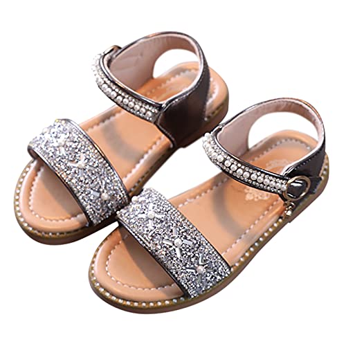 Rose Shoes Size 4 Girls Sandals Open Toe Rhinestone Princess Dress Flat Shoes Girls Flip Flops Size 10 Toddler3
