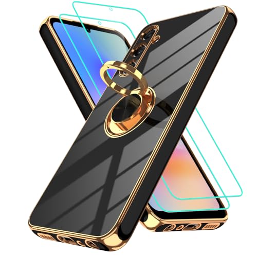 Gritup for Samsung Galaxy A05s Case Slim Fit Ring Kickstand Cover Black