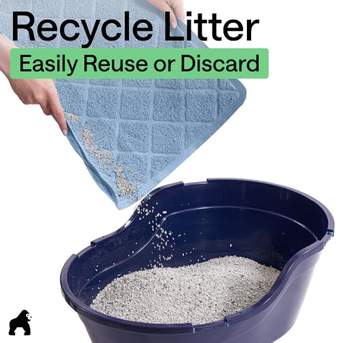 Image of Gorilla Grip Durable Cat Litter Mat (35x23), XL Jumbo, No Phthalate, Water Resistant, Traps Litter from Box and Cats, Scatter Control, Soft on Kitty Paws, Easy Clean Mats (Light Blue)