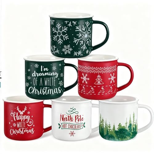 Jinei 6 Pcs Christmas Coffee Mug, Christmas Gift...
