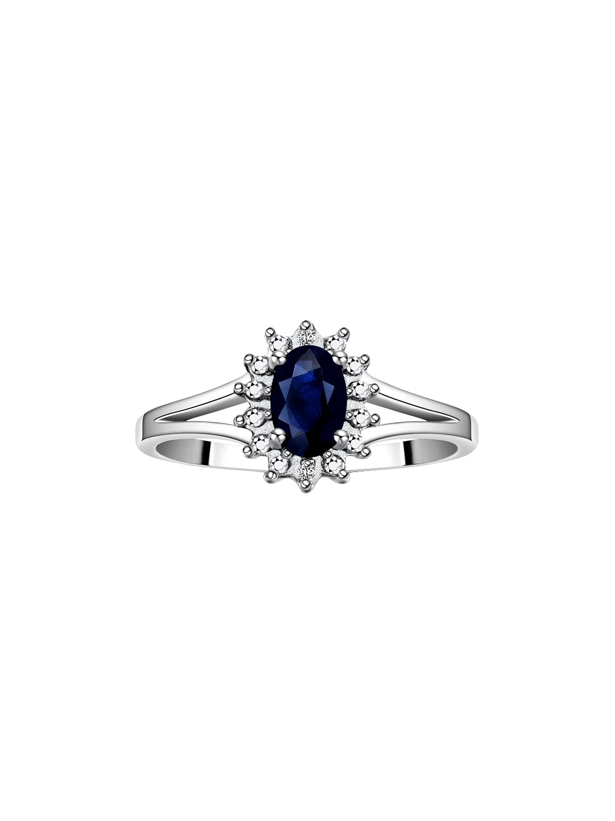 Rylos Halo Ring: Diamond Birthstone with 6X4MM Oval Gemstone - Women's Jewelry in Sterling Silver - Stunning Diamond Ring Sizes 5-10