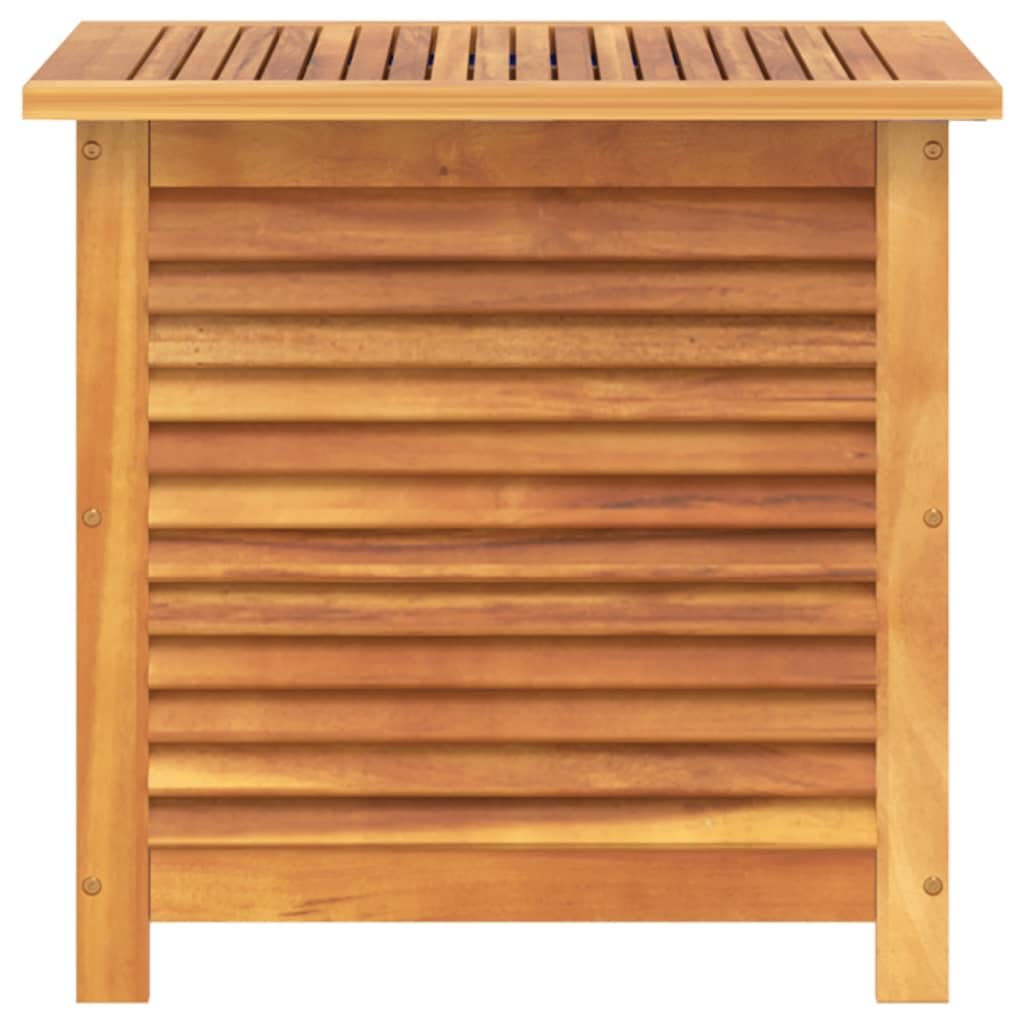 Gecheer Boîte de Rangement de Jardin Persiennes 60x50x56cm Bois Acacia, Coffre de Rangement Exterieur Organisateur de Outils, Coffre à Coussins pour Balcon, Piscine et Terrasse