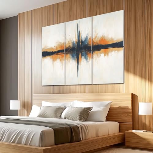 6 Pack Paneles Acústicos Artísticos Absorbentes de Sonido Abstractos Modernos Dorado Reflexión Estallido Naranja Rayas Azul Marino Paneles Decorativos Simétricos Auto Adhesivos para Estudios de Grabación Oficina 72"x48" miniatura 5