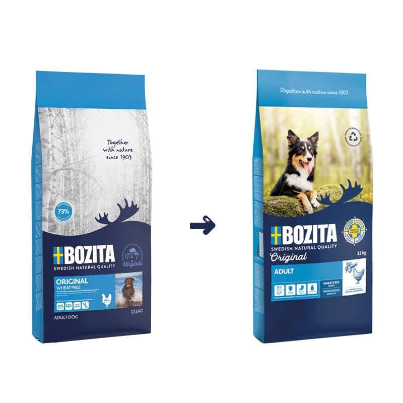 Bozita Hundefutter Original Adult Huhn – 12 kg weizenfreies Trockenfutter für Hunde mit normalem Aktivitätsniveau – Ausgewogene, vollwertige Ernährung für gesunde und Vitale Erwachsene Hunde