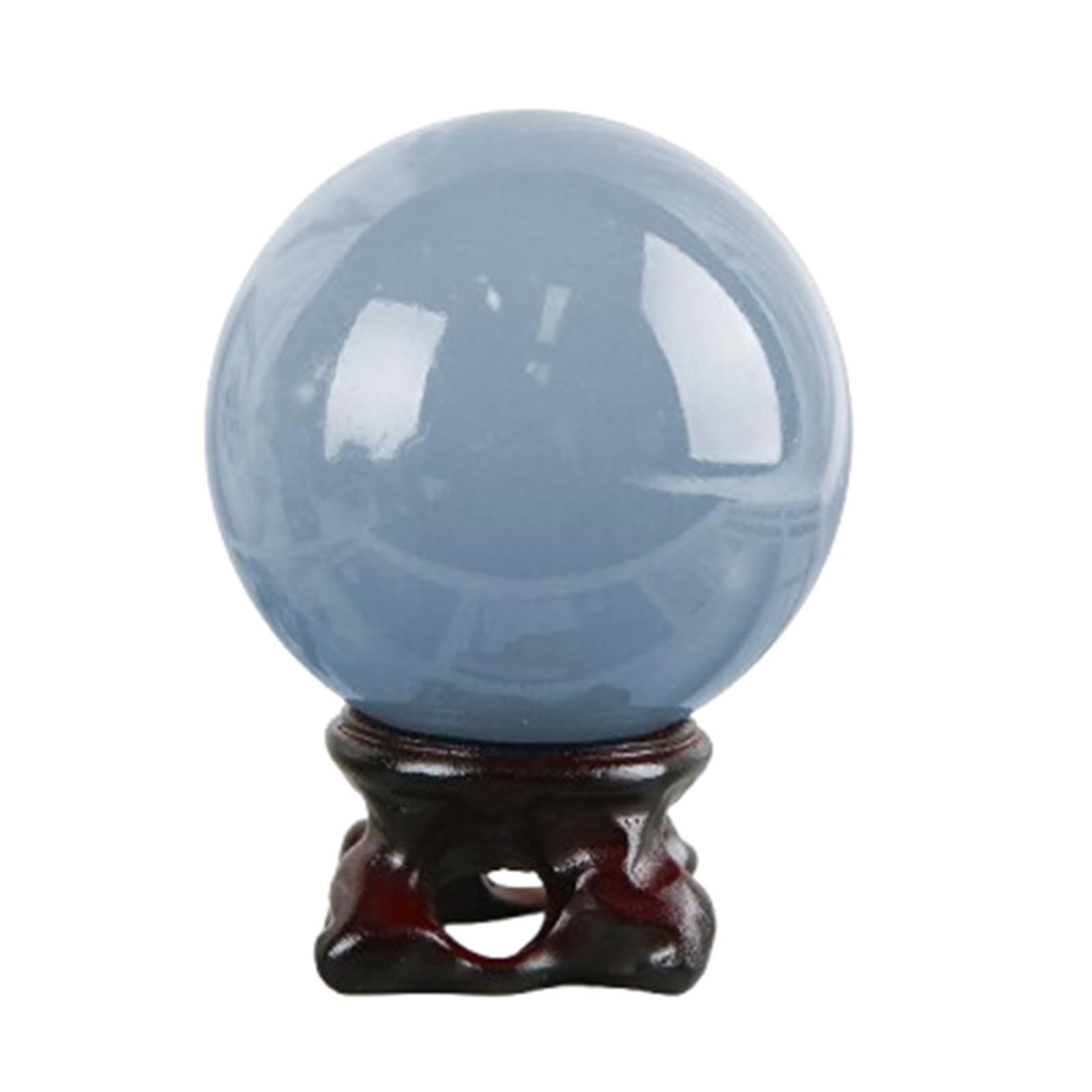 FOPURE Blue Angelite Crystal Ball with Stand, Feng Shui Stone Sphere Sculpture Balls for Witchcraft and Home Decorative,50~60mm