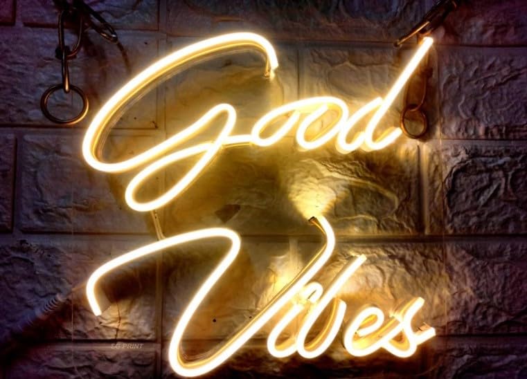 Wall Mitra Good Vibes Neon Sign Good Vibes Led Wall Signs | Neon Lights for Bedroom| Bar| Party| Game Room Decor | 12x12 inches | warm white-image-44