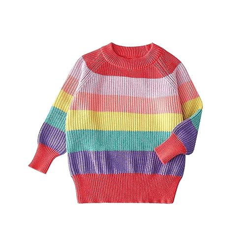 Winter Striped Sweater Coat Tops 2024 Toddler Kid Boys Girls Knitted Colorful Sweater Cardigan Coat Tops Xmas Coat