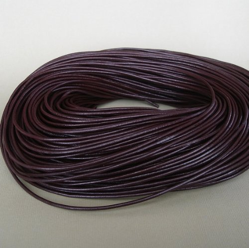 BeadsTreasure 15 Ft of Dip Coffee Genuine Leather Cord Round 2 mm Diameter.