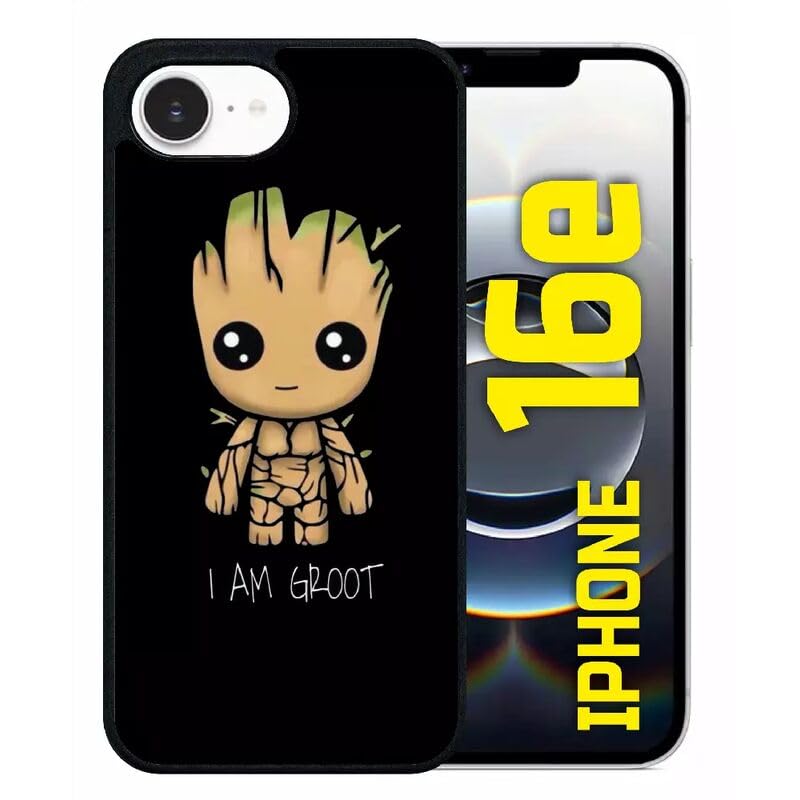 Générique Coque pour iphone 16e - i am Groot Je sappelle Groot - Silicone - Noir