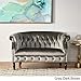 Christopher Knight Home Milani Tufted Scroll Arm Velvet Loveseat, Grey / Dark Brown