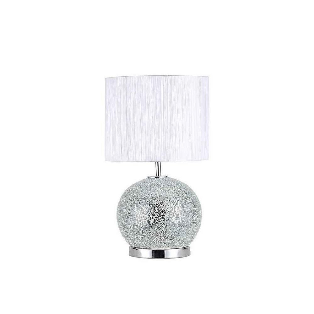 Sobremesa Cristal Secoya 1xe27+LED 5W 4000K 2 Encend.indep 50x30x30 Cm Mosaico Espejo/cromo C/pant Blanca
