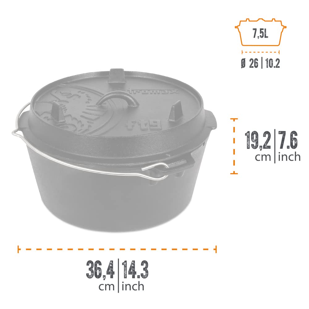 Petromax Feuertopf (Dutch Oven) Set´s (FT9, planer Boden) | Original Gusseisen | mit Deckelheber und Pflegepaste | ohne Einbrennen | Einsteiger-Set | robust & vielseitig