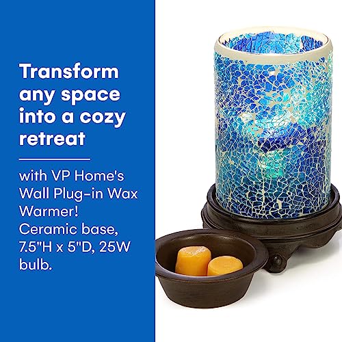 Vp Home Wall Plug-In Wax Warmer For Scented Wax Mosaic Glass Mediterranean Blue Electric Home Fragrance Warmer For Essential Oils Candle Wax Melts And Tarts Scent Warmer Night Light #TOP5