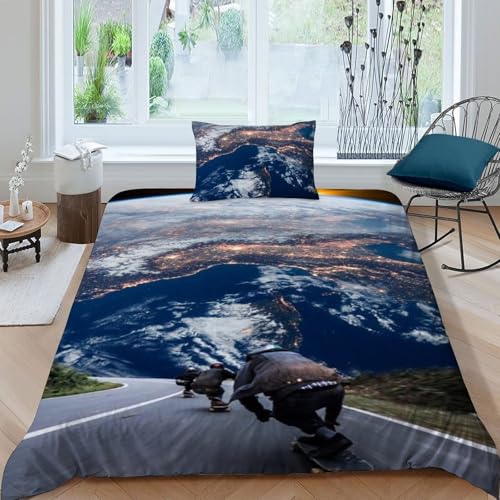 Housse de couette microfibre imprimé 3D 135x200cm pour lit simple enfant