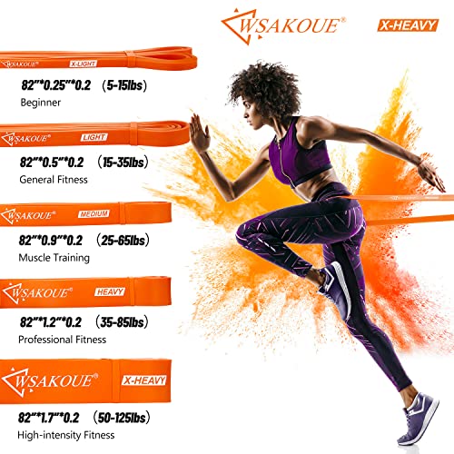 2022 New Wsakoue Pull Up Bands, Resistance Bands, Pull Up Assist Band Exercise Resistance Bands For Body Stretching, Powerlifting, Resistance Training (Orange-Set Of 5) #TOP1
