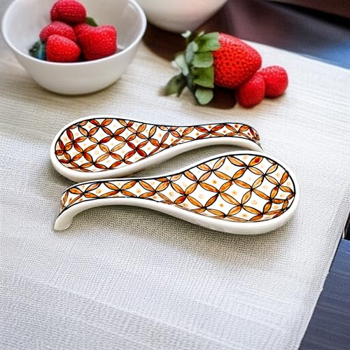 Image of Malaikah Ceramic Spoon Rest Print Pack of 2 for Home, Kitchen, Dining, Kitchen Decor & Gifting