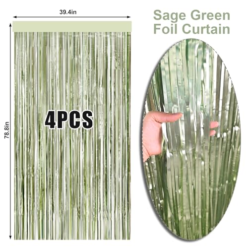 4 cortinas de flecos verdes para fondo fotográfico 3.3x6.6 ft miniatura 6