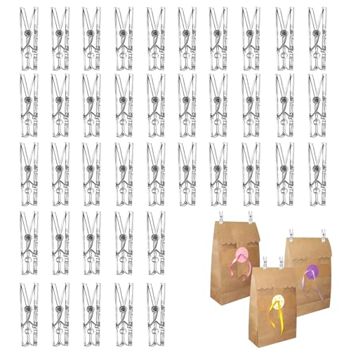 GRVICH Mini pinças transparentes de 35 mm, 40 pinças pequenas para trabalhos manuais, mini pinças transparentes, pequenos clipes de fotos, pinças de plástico transparente para pendurar fotos, cartões