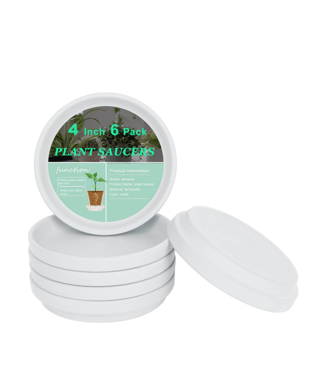vensovo White Terracotta Saucers 6 Pack