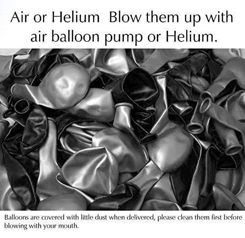 Image of Party Propz Black and Silver Balloons for Decoration - Pack of 50 Pcs Black & Silver Birthday Decoration | Metallic Balloons for Decoration | Balloons for Birthday (Latex)